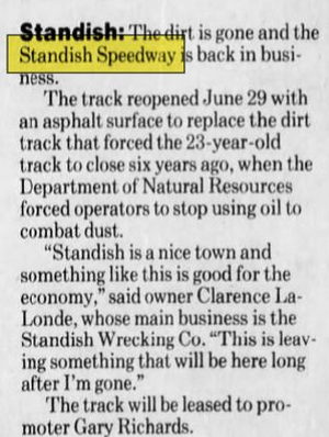 Standish Speedway (Standish Raceway) - Jul 1990 Back To Asphalt (newer photo)